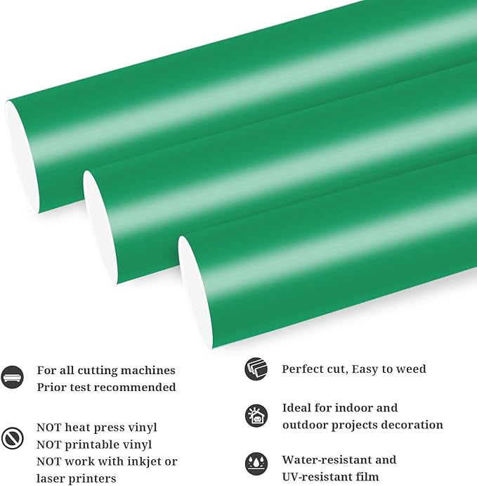 TECKWRAP Permanent Adhesive Vinyl 12" x 10ft, Matte Kelly Green