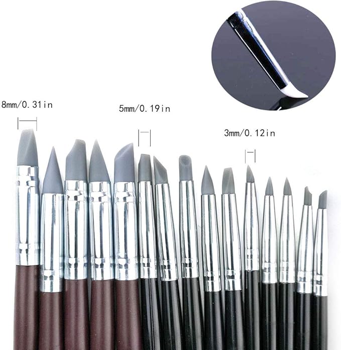 20pc Silicone Clay Sculpting Tools - Shaping, Modeling, Carving Set for Pottery, Sculpture