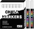 SILENART White Chalk Markers - 8 Pack - Liquid Chalk Markers for Blackboard Chalk Board Windows Glass Acrylic Calendar Board - Erasable Chalk Marker - White
