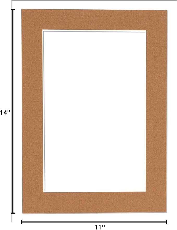 Pack of TEN 11x14 Mats Bevel Cut for 8.5x11 Photos - Acid Free Aged Oak Brown Precut Matboards For Pictures, Photos, Framing - 4-ply Thickness