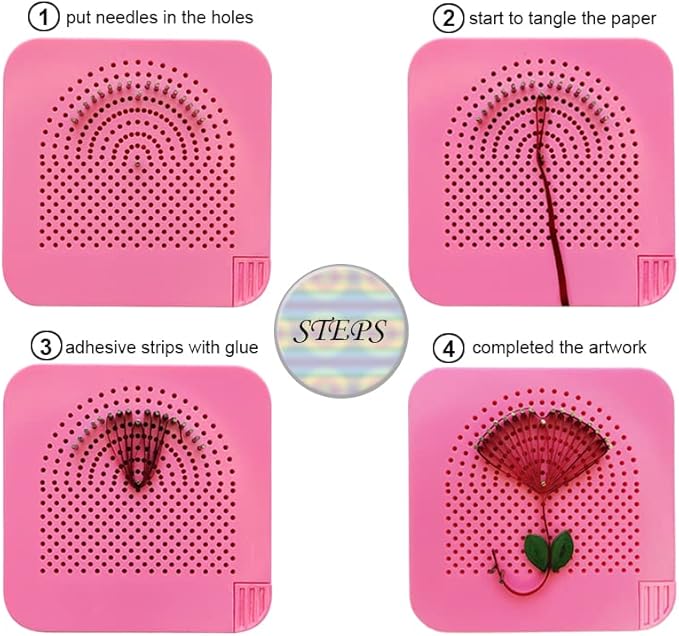 XIWUMOER 8PCS,Quilling Needles,Quilling Knitting Board,Quilling Kits,Paper Quilling Tools,Quilling Curling Coach,Paper Craft DIY Tools,Assorted Sizes Rolling Curling Quilling Needle Pen, (Pink)