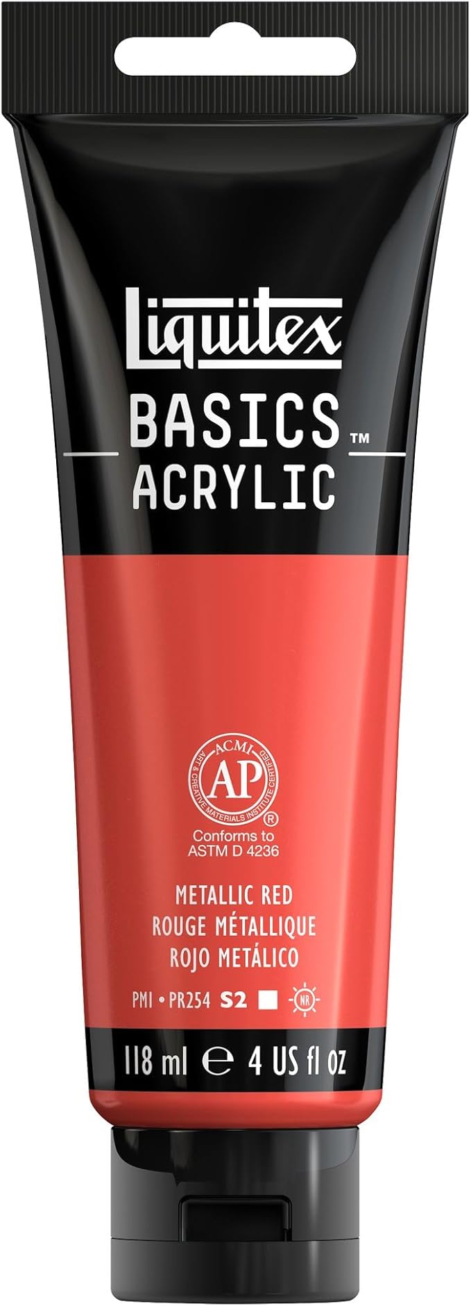 Liquitex BASICS Acrylic Paint, 118ml (4-oz) Tube, Metallic Red
