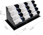 Business Card Holder, Acrylic Business Card Display, Clear Desktop Business Card Stand for Exhibition, Home & Office Black 4 Tiers 12 Slots