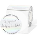 3" Round Transparent Clear Thermal Label Stickers, Holographic Clear Self-Adhesive Direct Thermal Labels, Perforation Line Design& Waterproof- 200 Sheets
