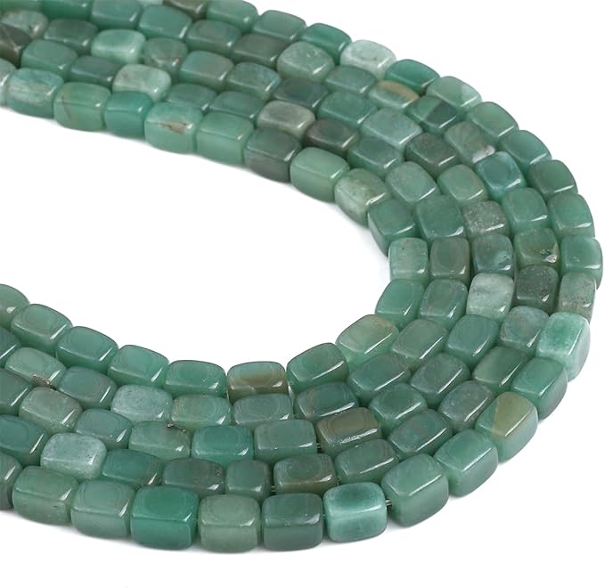 Natural Green Aventurine Cuboid Stone Loose Semi Gemstone Beads for Jewelry Making 8mmx12mm 38cm/Strand