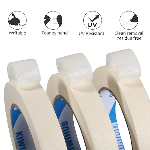 Beige White Painters Tape,1 inch x 60 Yards - Medium Adhesive White Masking Tape for Painting,Labeling,DIY Crafting, Decoration and School Projects