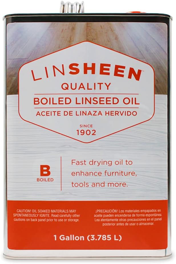 Boiled Linseed Oil – Fast Drying Flaxseed Wood Treatment to Rejuvenate and Restore Outdoor and Indoor Wood Furniture, Floors and Sports Equipment, Gallon