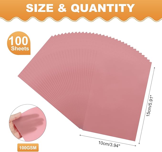 MECCANIXITY 100 Sheet Colored Vellum Paper 4" x 6", 100gsm Translucent Printable Vellum Sheets for Printing Wedding Invitations Inkjet Laser Printer, Pink