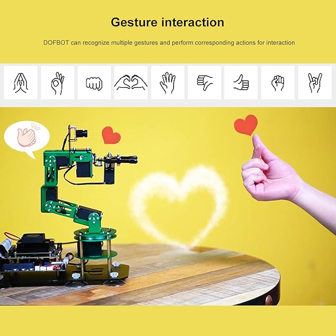 Yahboom Robot Arm Kit 6DOF for Raspberry Pi 5 AI Programmable Electronic DIY Robot Hand Building with Camera for Adults ROS Open Source (RPI-DOFBOT-Pi 5-8GB)