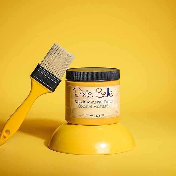 Dixie Belle Paint Company Chalk Finish Furniture Paint - Colonel Mustard (1 Gallon - 128oz) - Matte Retro Yellow Chic Chalk Mineral DIY Furniture Paint