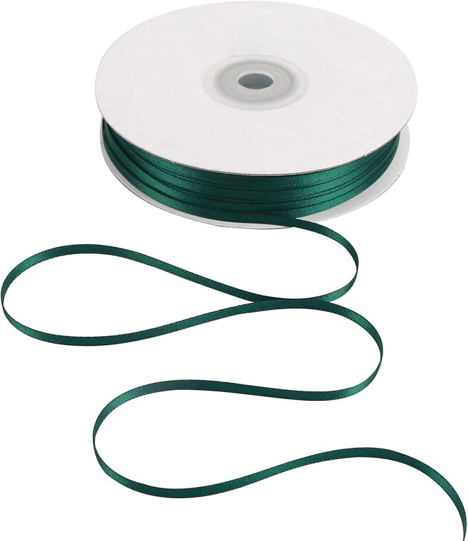 HUIHUANG Solid Color Satin Ribbon 1/8 inch x 100 Yards Roll Ribbon for Crafts (Hunter Green)