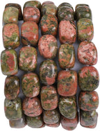 Natural Unakite Cuboid Stone Loose Semi Gemstone Beads for Jewelry Making 8mmx12mm 38cm/Strand