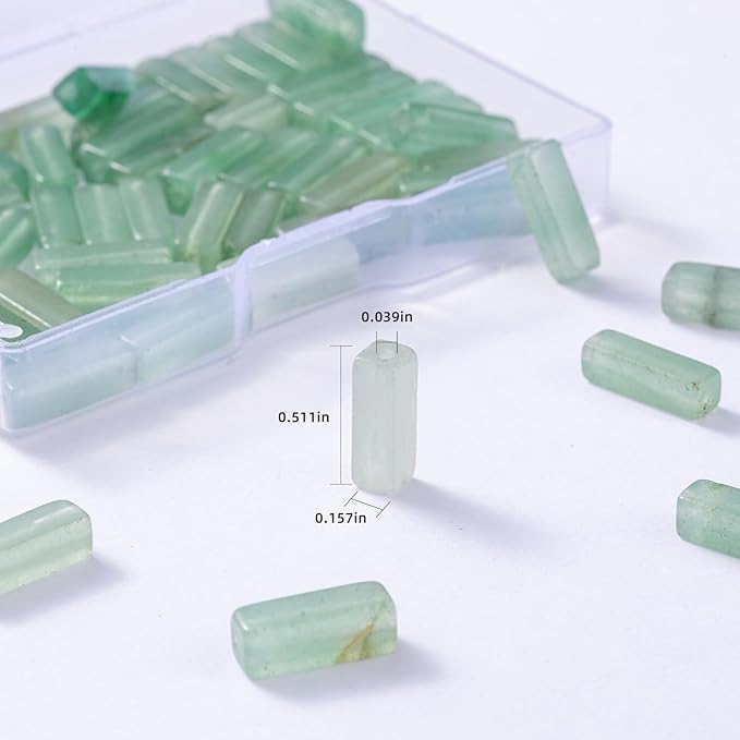 Natural Green Aventurine Rectangle Tube Beads 4x13mm 38cm/str Loose Semi Gemstone Stone Beads for Making Bracelets Necklace Earrings
