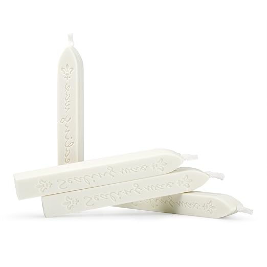 Mceal Sealing Wax Stick with Wick Flower De Luce of France Retro 10 Pieces Pack(Off White)