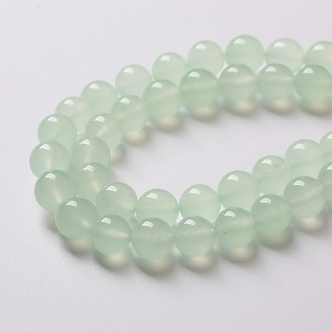 6mm 60pcs Natural Green Jade Chalcedony Beads Energy Healing Power Stone Beads for Jewelry Making Round Loose Beads DIY Bracelet 15" (Green Jade, 6mm)