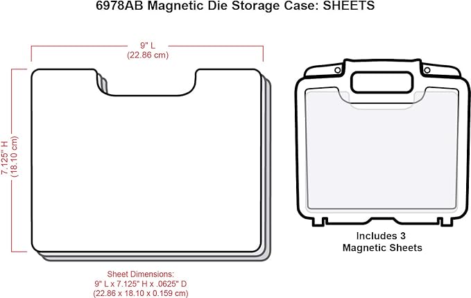 ArtBin 6978AB Magnetic Die Storage Case with 3 Magnetic Die Sheets, Portable Paper Craft & Die Organizer with Handle, Translucent