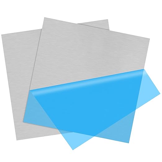 2Pack 6061 T651 Aluminum Sheet Metal 10 x 10 x 1/16 (0.06”) Inch Plain Thin Aluminum Plate Covered with Protective Film, Heat Treatable Rectangle 1.5MM Aluminum Metal Plate for Crafting, Industrial