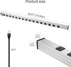 Long Heavy Duty Power Strip, 16 Outlet Large Metal Power Strip, Garage Workshop Multi Wide Industrial Power Strip. 6FT Cord 15A, 125V, 1875W (Sliver)