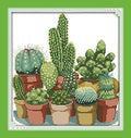 Stitchmelody 14CT Counted Cross Stitch Kits,DMC Unprinted Pattern Embroidery Set Needlework-Cactus 13.4''×13.8''