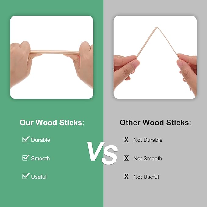 10-Pack Wood Square Dowel Rods, 5/16 x 12 Inch Unfinished Wooden Square Dowel Rod, Hardwood Square Dowel Sticks for Crafts/DIY Projects/Models Making [Wood Color]