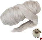 Natural 1lb Wool Bulk roving,. Best Wool for Spinning, arm Knitting, Needle Felting, Chunky Blankets Spinning Thick Yarn Tapestry. Natural, un-Dyed. (Sand Gray, 1 lb)