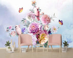 Wall Murals Full of Romantic Leaves and Flower Wallpaper for Bedroom, Living Room and Office Decoration