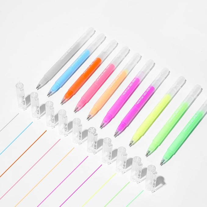 ROSYMENG 10 Colors Acrylic Gel Pens Set, Big-Capacity Ink Acrylic Paint Pen for Adults Coloring Books, Waterproof Paint Markers for Canvas, Rock, Wood, Drawing Doodling, Ceramic, Fabric, DIY Crafts