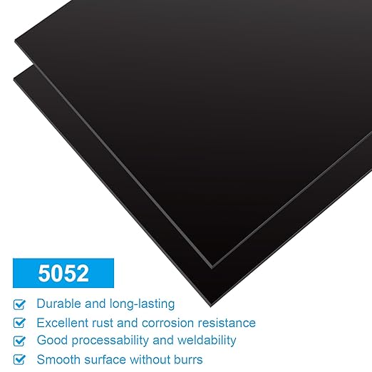 3 Pack 5052 Aluminum Sheet Metal 12 x 12 x 1/16 (0.06”) Inch Black Anodized Aluminum Sheet 1.5MM Thin Aluminum Plates Engraving Blanks for Laser Engraving, Crafting, Decoration