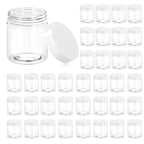Eternal Moment 36 Pack 8 OZ Plastic Jars Round Clear Cosmetic Container Jars with White Lids, Perfect for Lotion, Slime，Cream, Ointments, Makeup, Eye Shadow, Samples, Pot, Travel Storage ﻿