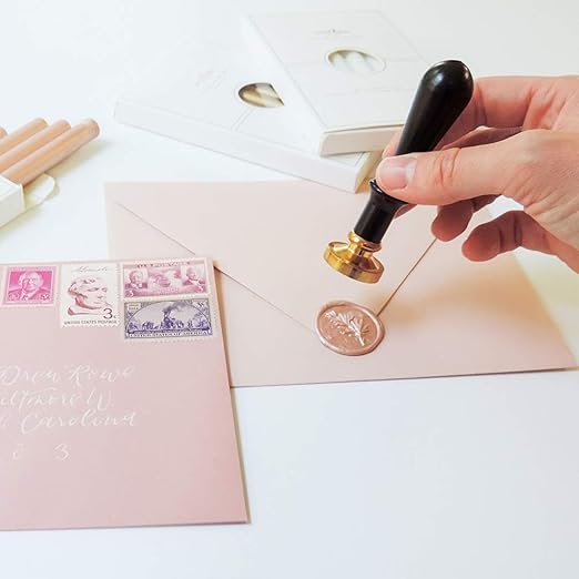UNIQOOO Metallic Champagne Rose Glue Gun Sealing Wax Sticks for Wax Stamp, Wedding Invitation, Card Envelope, Snail Mail, Wine Package, Gift, Pack of 8