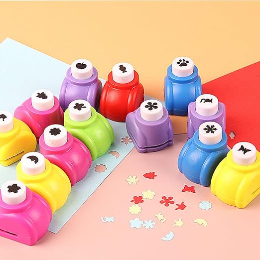 Scrapbook Paper Punch and Decorative Scissors, Qtopun 6 Pcs Creative Scissors and 12 Pcs Craft Punch Wave Lace Edge Cutters Paper Hole Punchers for Crafts, DIY Photo, Set of 18