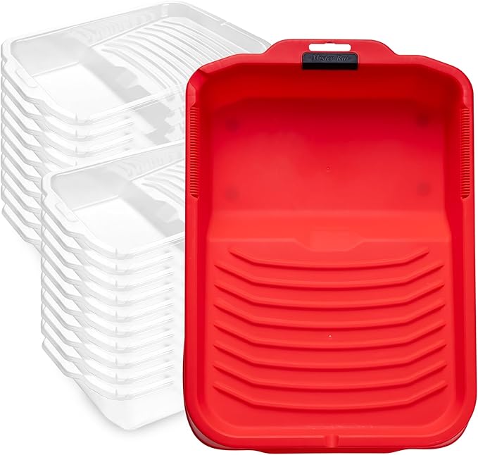 Mister Rui 9 Inch Paint Tray with Liner, 21 Pack, Sturdy Plastic Paint Tray with 20 Liners, Paint Pan Liners, Paint Roller Trays for Painting