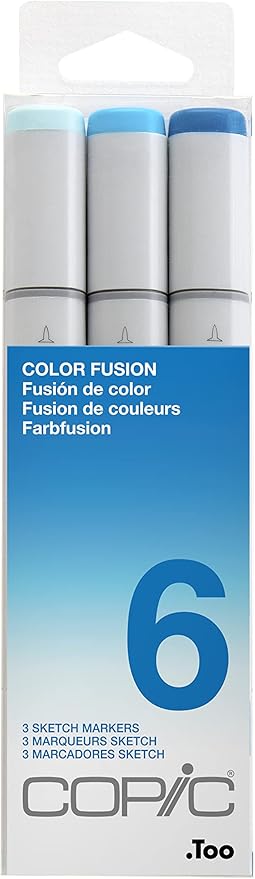 Copic Sketch, Alcohol-based Markers, 3pc Set, Color Fusion #6, Blue