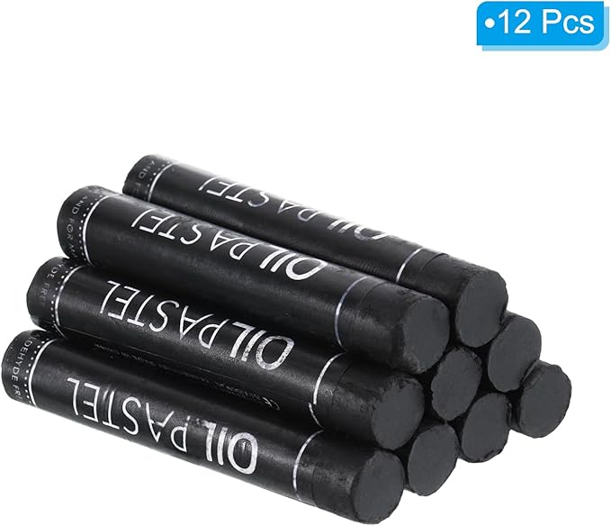 PATIKIL Black Oil Pastels, 12Pcs Soft Oil Crayons Creamy Pastels Stick Art Supplies for Art Painting Drawing Blending Graffiti for Artists Beginners