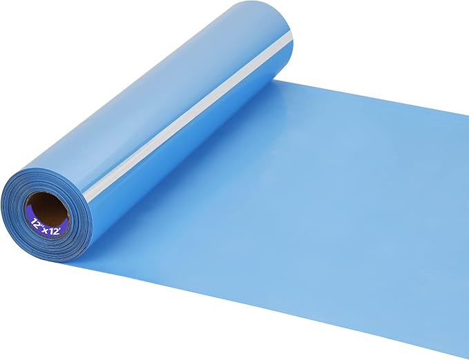 HTV Iron on Vinyl 12Inch by 12ft Roll Heat Transfer Vinyl for T-Shirt HTV Vinyl Rolls for All Cutter Machine - Easy to Cut & Weed for Heat Transfer Design (12ft, Sky Blue)