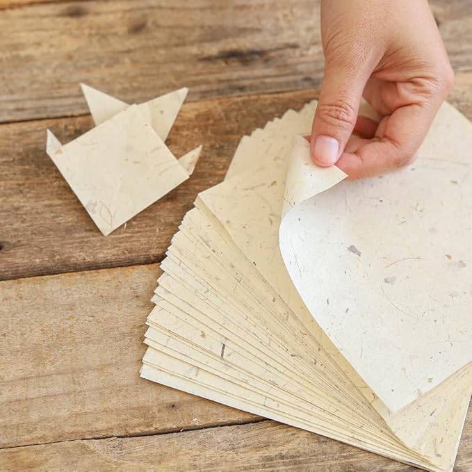 Natural Fiber Mulberry Tree,Banan Bark 6 x 6 Inches Square Origami Paper Arts Folding Craft, Decoration Paper,Writing Painting Square Folding Paper for DIY Crafts, 50 Sheets (Vintage, 6"x6")