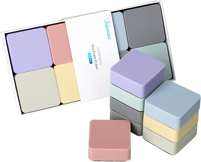 Ddaowanx Dry Erase Erasers, 2"x2",8 Pcs Aesthetics Magnetic Mini Eraser for Refrigerator Whiteboard,Classroom Teacher Supplies (8 Pack/ 8 Color)