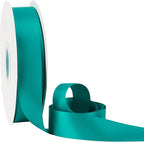 HUIHUANG Teal Blue Ribbon 1 inch x 50 Yards Double-Faced Satin Teal Ribbon for Gift Wrapping, Flower Bouquet, Invitations, Christmas Holiday Decor, Hairs, Bows Making