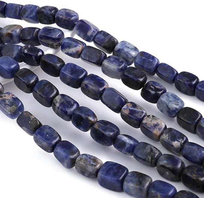 Natural Blue Sodalite Cuboid Stone Loose Semi Gemstone Beads for Jewelry Making 8mmx12mm 38cm/Strand