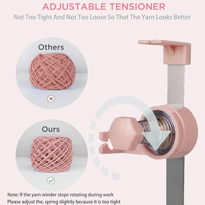 Yarn Winder for Crocheting, 10oz Large Capacity Electric Yarn Ball Winder with Strong Tension Stepless Speed, Automatic Yarn Cake Winder, Helper for Knitting Lovers, Pink