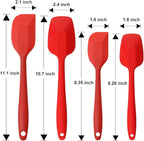 Silicone Spatulas Set, Rubber Spoon Spatula Heat Resistant Spoonula One Piece Design Seamless Spatula Non-Stick Scrapers Baking Mixing Tool (Red Set)