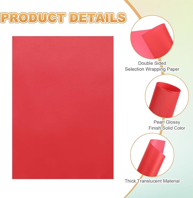 MECCANIXITY 100 Sheet Colored Vellum Paper 5.9" x 8.3", 100gsm Translucent Printable Vellum Sheets for Printing Wedding Invitations Inkjet Laser Printer, Red