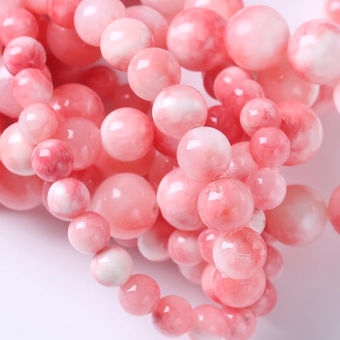 90pcs 4mm Natural Pink White Persian Jade Gemstone Beads Round Loose Spacer Beads for Jewelry Making DIY Bracelets Necklaces 15" (Pink Persian Jade, 4mm)
