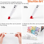 Shuttle Art 101 Colors Alcohol Markers, 100 Colors Dual Tip Art Marker Set Plus 1 Colorless Blender with Marker Case Perfect for Illustration Students Adult Coloring Sketching