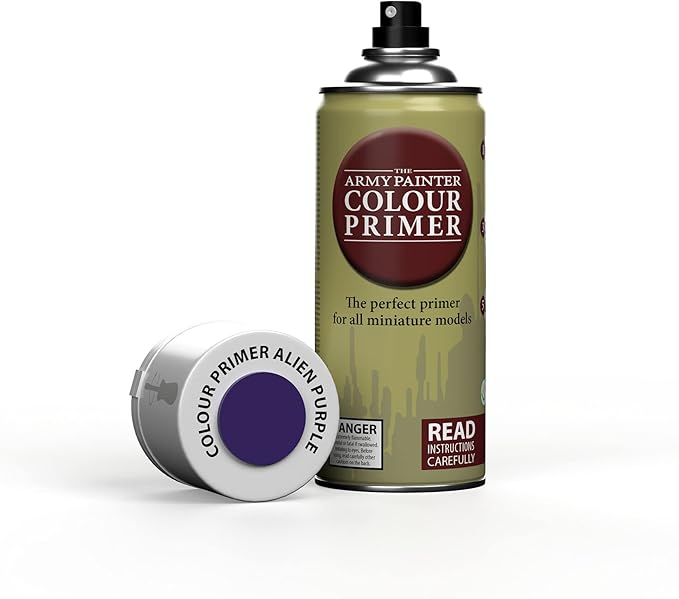 The Army Painter Colour Primer Alien Purple, 400 mL Acrylic Spray Primer, Spray Paint Basecoat for Miniature Priming, Tabletop Roleplaying, Boardgames, and Wargames Miniature Modelling