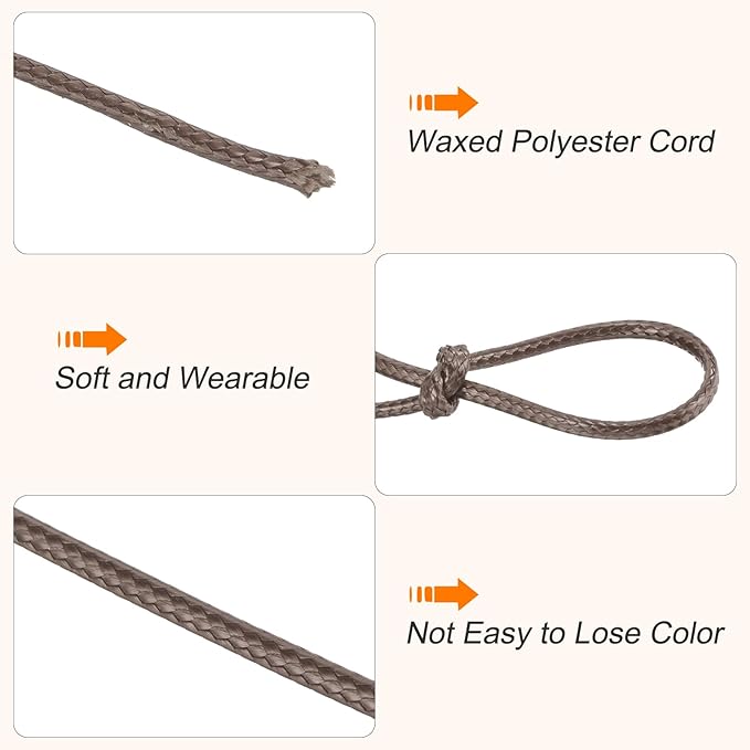 MECCANIXITY Waxed Cord 2.5mm Waxed Polyester Cord 87 Yard Wax String for Bracelet Making, Necklaces, Beading, Jewelry Making and DIY Crafts(Dark Brown)