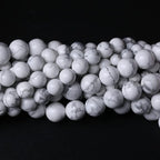 90pcs 4mm AAA Natural Stone Beads White Howlite Turquoises Round Loose Beads for Jewelry Making DIY Bracelet (White Howlite Turquoises, 4mm)
