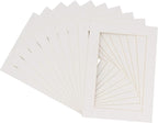 Pack of Ten Acid Free 8.5x11 Mats Bevel Cut for 7x9 Photos - Textured White Precut Matboards with Backing Boards and Self Seal Photo Mat Bags for Pictures, Photos, Framing - 4-ply Thickness