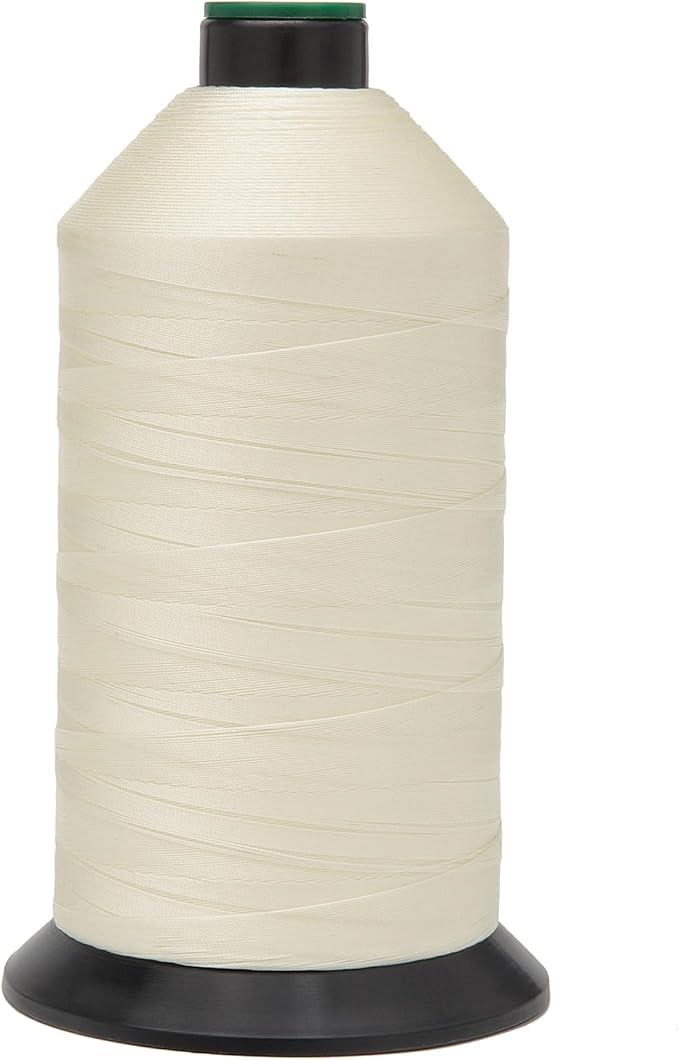 Extra Strong Bonded Nylon Thread #69 Tex70 – 16 OZ, 6000yds, Versatile Stitching Solution for Leather, Upholstery, Canvas Repair and More (Ivory)