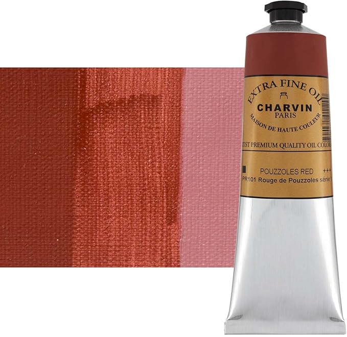 Charvin Extra Fine Oil Paint, Pouzzoles Red 150 ml - Triple-Milled, Rich Texture, Poppy Oil-Based, Light-Fast, Handmade, Archival Quality
